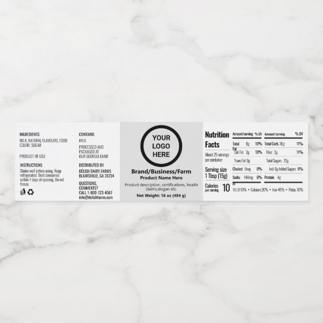 Custom Nutrition Facts Ingredient Prime Food Label (Single Label)