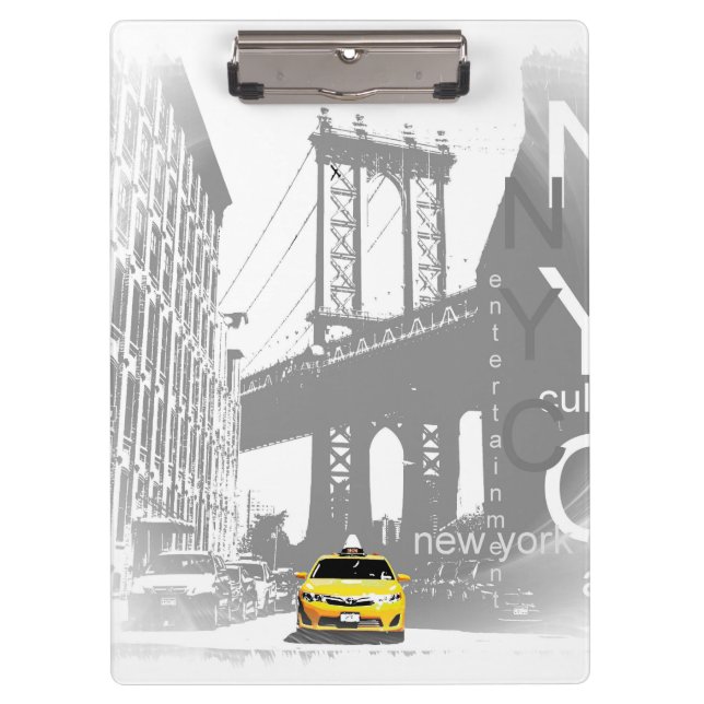 Custom Nyc Yellow Taxi New York City Brooklyn Clipboard (Front)