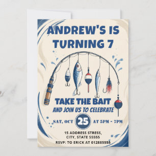 Custom O-Fish-Ally Fishing Birthday Invitation
