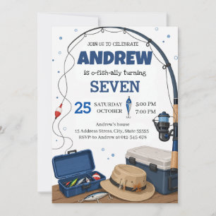 Custom o-fish-ally Fishing Birthday Party Invitation