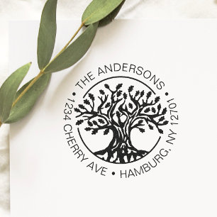 Custom oak tree Return Address Rubber Stamp