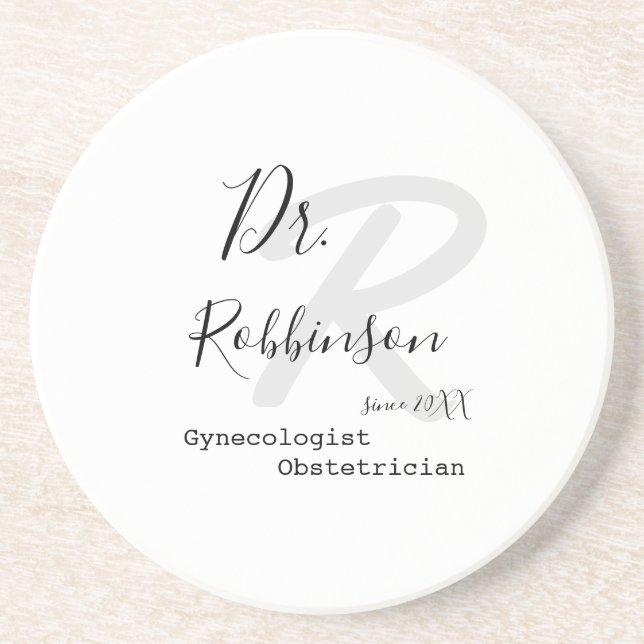 Custom Obgyn Obstetrician Gynaecologist Monogram Coaster (Front)