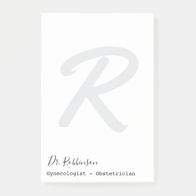 Custom Obgyn Obstetrician Gynaecologist Monogram Post-it Notes (Front)