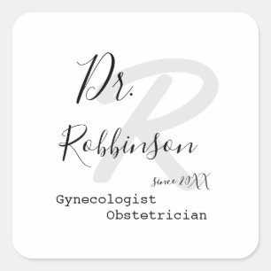 Custom Obgyn Obstetrician Gynaecologist Monogram Square Sticker