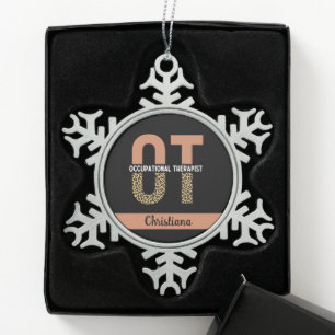 Custom Occupational Therapist OT Appreciation Gift Snowflake Pewter Christmas Ornament