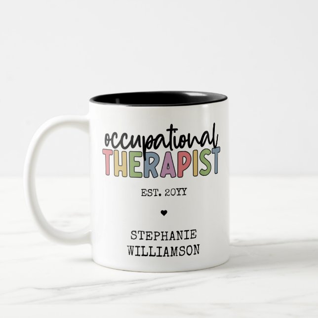 Custom Occupational Therapist OT Gifts Two-Tone Coffee Mug (Left)