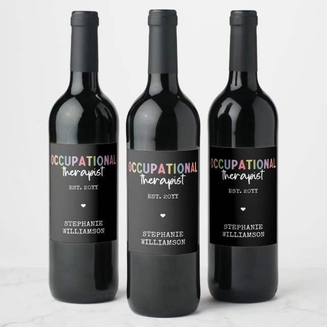 Custom Occupational Therapist OT Gifts Wine Label (Bottles)