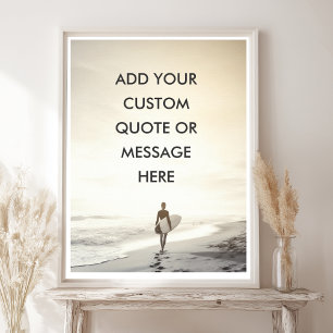 Custom Ocean Sunset Surfer Quote Poster 
