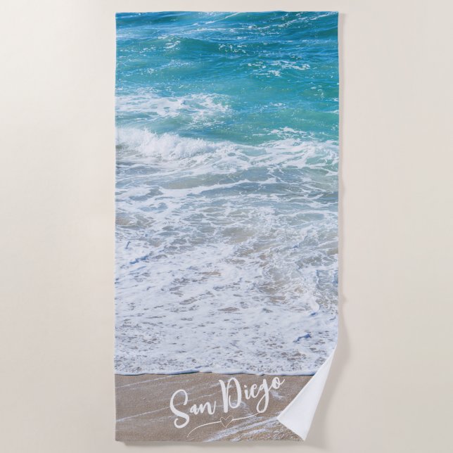 Custom Ocean Waves Beach Towel (Front)