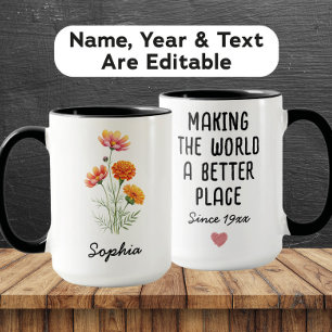 Custom October Birth Flower - Personalised Name Mug