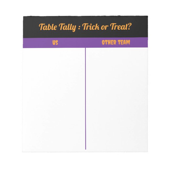 Custom October Halloween Bunco Table Tally  Notepad (Front)