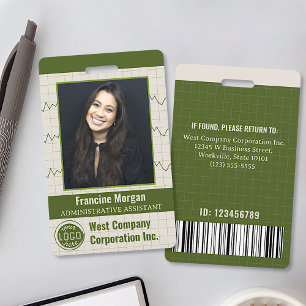 Custom Office Employee Photo Bar Code Company Logo ID Badge