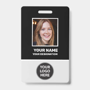 Custom Office Employee Photo, Bar Code, Logo, Name ID Badge