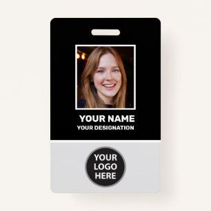 Custom Office Employee Photo, Bar Code, Logo, Name ID Badge