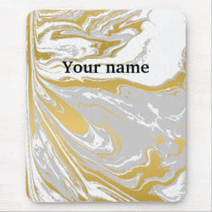Custom Office  marble white grey yellow modern Mouse Pad