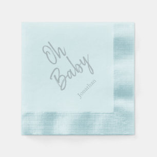 Custom Oh Baby "Name" Blue Baby Shower  Napkins