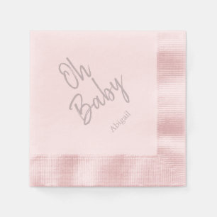 Custom Oh Baby "Name" Pink Baby Shower Napkin