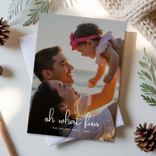 Custom Oh What Fun Family Holiday Greeting Card