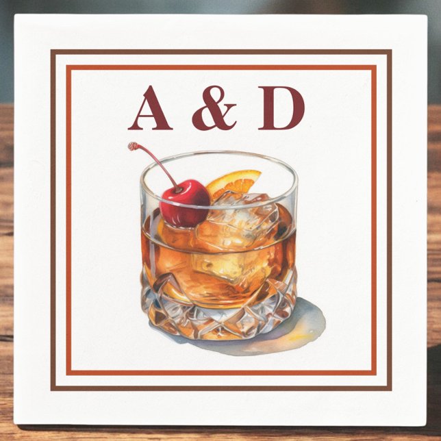 Custom Old Fashioned Cocktail / Couple Initials Napkin (Creator Uploaded)