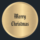 Custom Old Style Merry Christmas Text Vintage Classic Round Sticker<br><div class="desc">Customisable Old Style Vintage Merry Christmas Text Faux Gold Metallic Look Elegant Add Your Name Template Classic Round Sticker. Buy Crafts & Party Supplies / Gift Wrapping Supplies / Stickers & Labels Online Shop.</div>