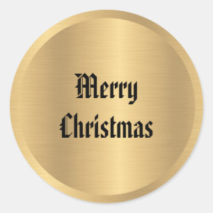 Custom Old Style Merry Christmas Text Vintage Classic Round Sticker