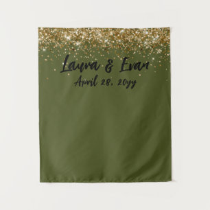 Custom Olive Green Black Wedding Photo Booth Prop Tapestry