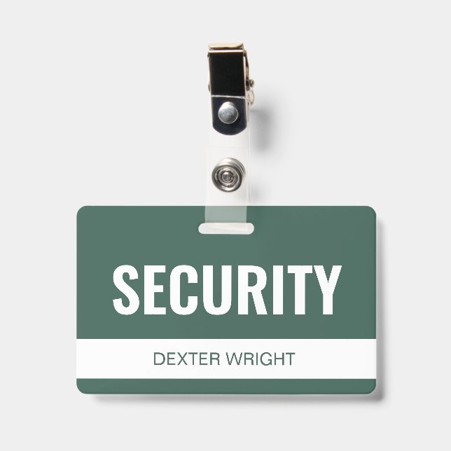 Custom Olive Green Hotel Security Employee ID Badge (Front with Clip)