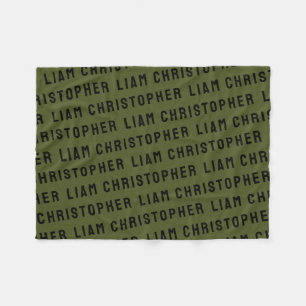 Custom Olive Green Personalised Name Baby Shower  Fleece Blanket