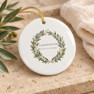 Custom Olive Wreath Newborn Keepsake Ceramic Ornam Tree Decoration