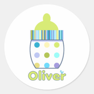 Custom Oliver Baby Bottle Classic Round Sticker