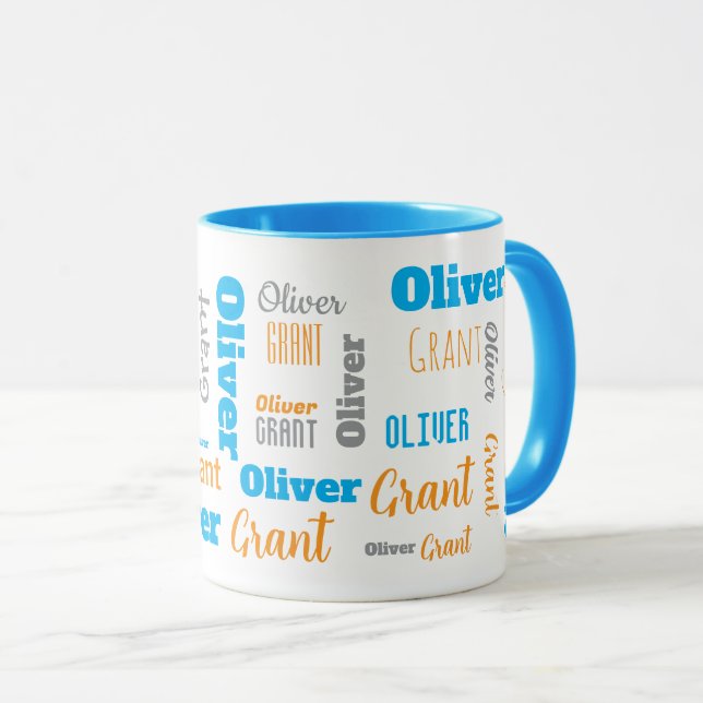 Custom Oliver Grant Signature Word Cloud Name Mug (Front Right)