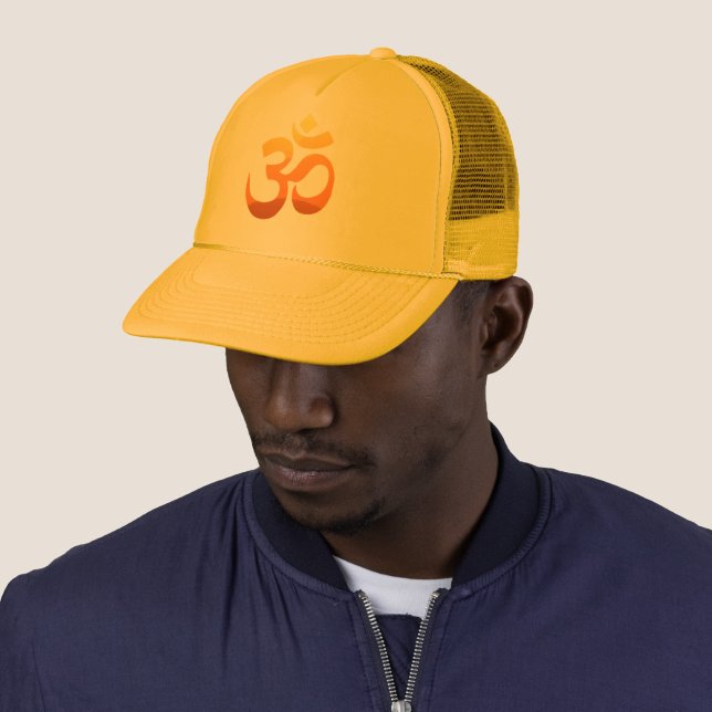 Custom Om Mantra Symbol Mens Womens Unisex Trucker Hat (In Situ)