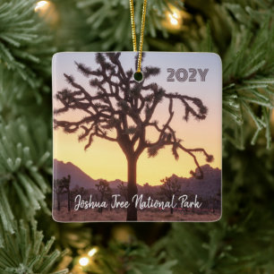 Custom Ombre Sunset Joshua Tree  Ceramic Ornament
