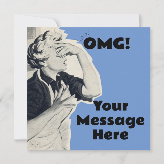 Custom OMG message antique 50s Flat Note Card (Front)