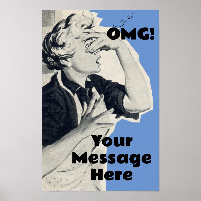 Custom OMG message antique 50's Print Poster  (Front)