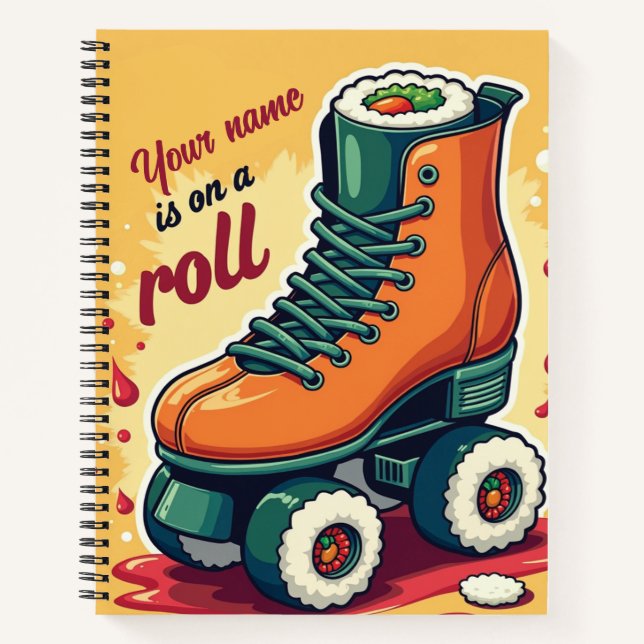 Custom “On a Roll” Sushi Design Notebook (Front)