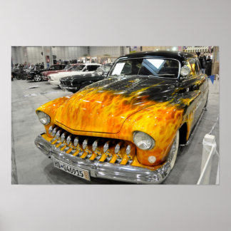 Custom On Fire Car Poster