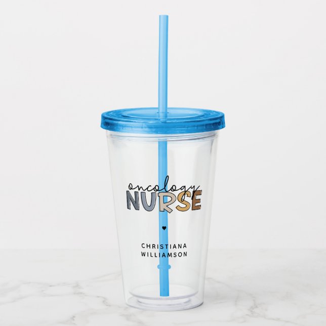 Custom Oncology Nurse Oncology RN Gifts Acrylic Tumbler (Front)