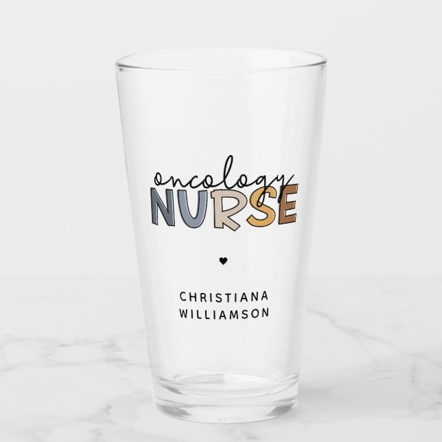 Custom Oncology Nurse Oncology RN Gifts Glass (Front)