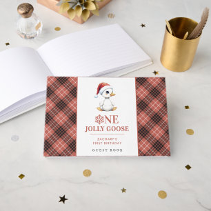 Custom One Jolly Goose December First Birthday Guest Book