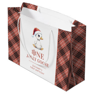 Custom One Jolly Goose December First Birthday Large Gift Bag