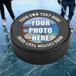 Custom One of a Kind Personalised Hockey Puck<br><div class="desc">easy to create and make Your Own Custom hockey puck from Ricaso .. add a photo and curved text to your own custom Personalised puck</div>