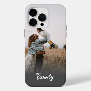 Custom One Photo Family Portrait Faded Text iPhone 14 Pro Max Case
