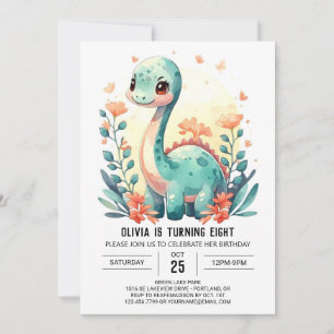 Custom Online Pastel Dinosaur Birthday Invitation