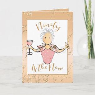 Custom Online Rose Gold Glitter 90 Birthday Card 