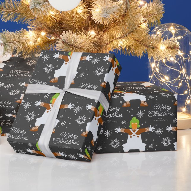 Custom Oompa Loompa Christmas Snowflake Graphic Wrapping Paper (Holidays)