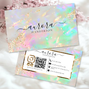 Custom Opal Glow Gold Accent Business Card
