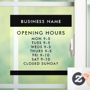 Custom Opening Hours Modern Minimalist Window
