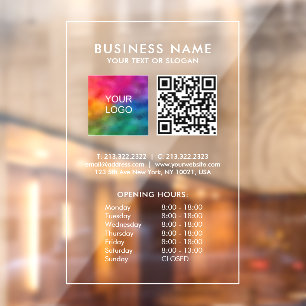 Custom Opening Hours QR Code Business Logo Large