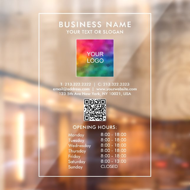 Custom Opening Times Business Logo QR Code Large (Sheet 2)